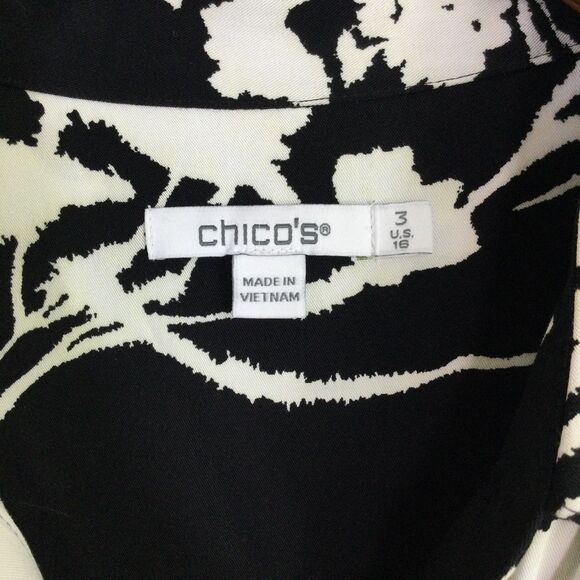 Chico's Womens Maxi Dress Abstract Floral Flare Sleeves Black Size 3 US 16 - Picture 14 of 16
